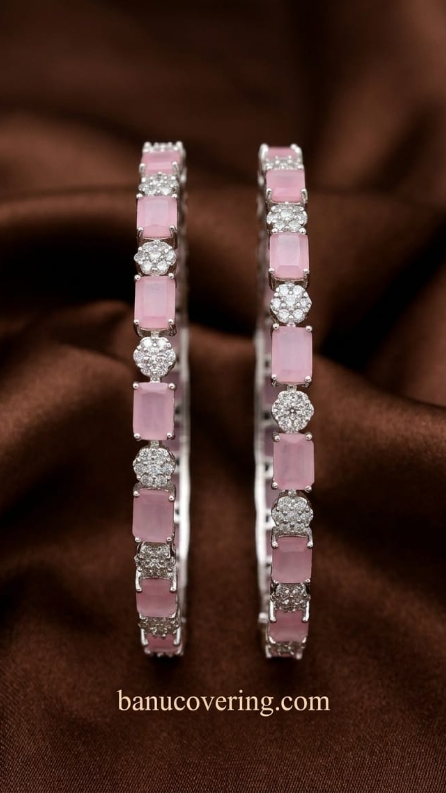 Rose Quartz Blossom AD Bangle