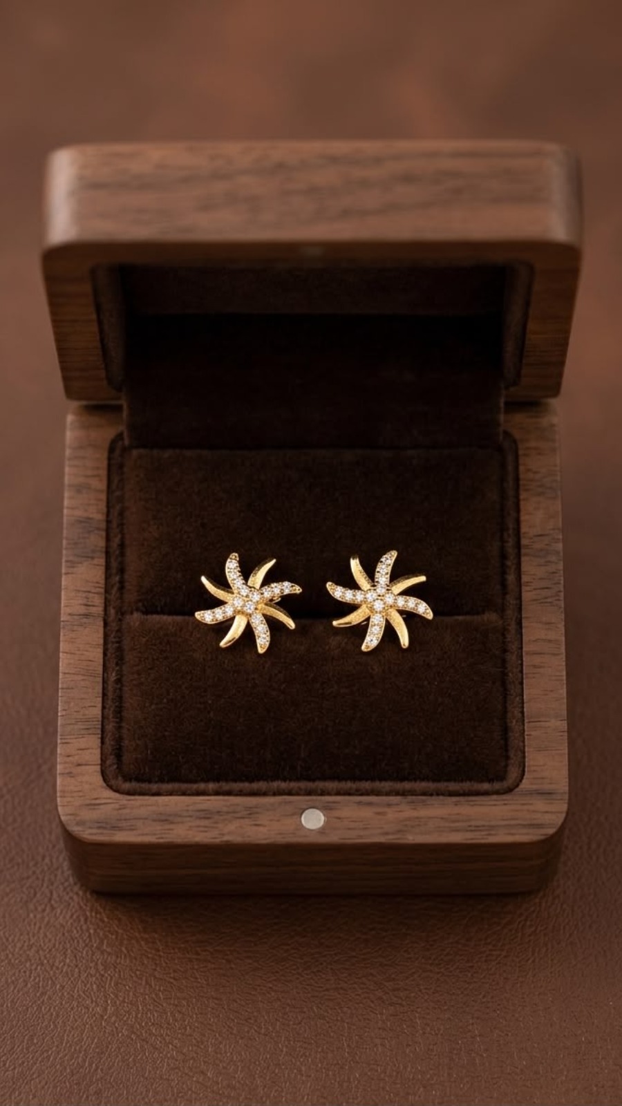 Sparkling Starburst Flower Stud Earrings