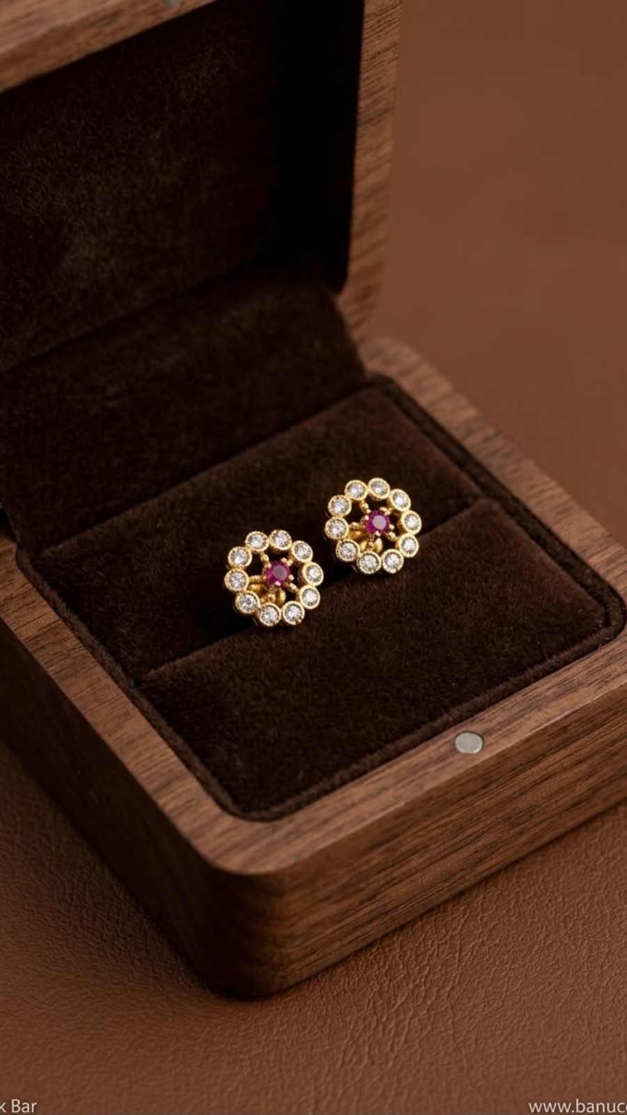 Ruby Floral Halo Stud Earrings