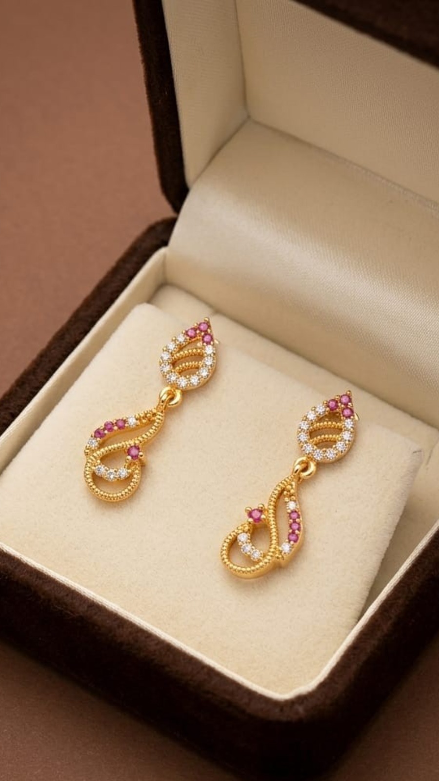Elegant Pink Floral Drop Earrings