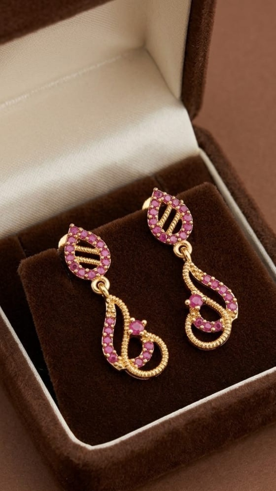 Elegant Dark pink Floral Drop Earrings