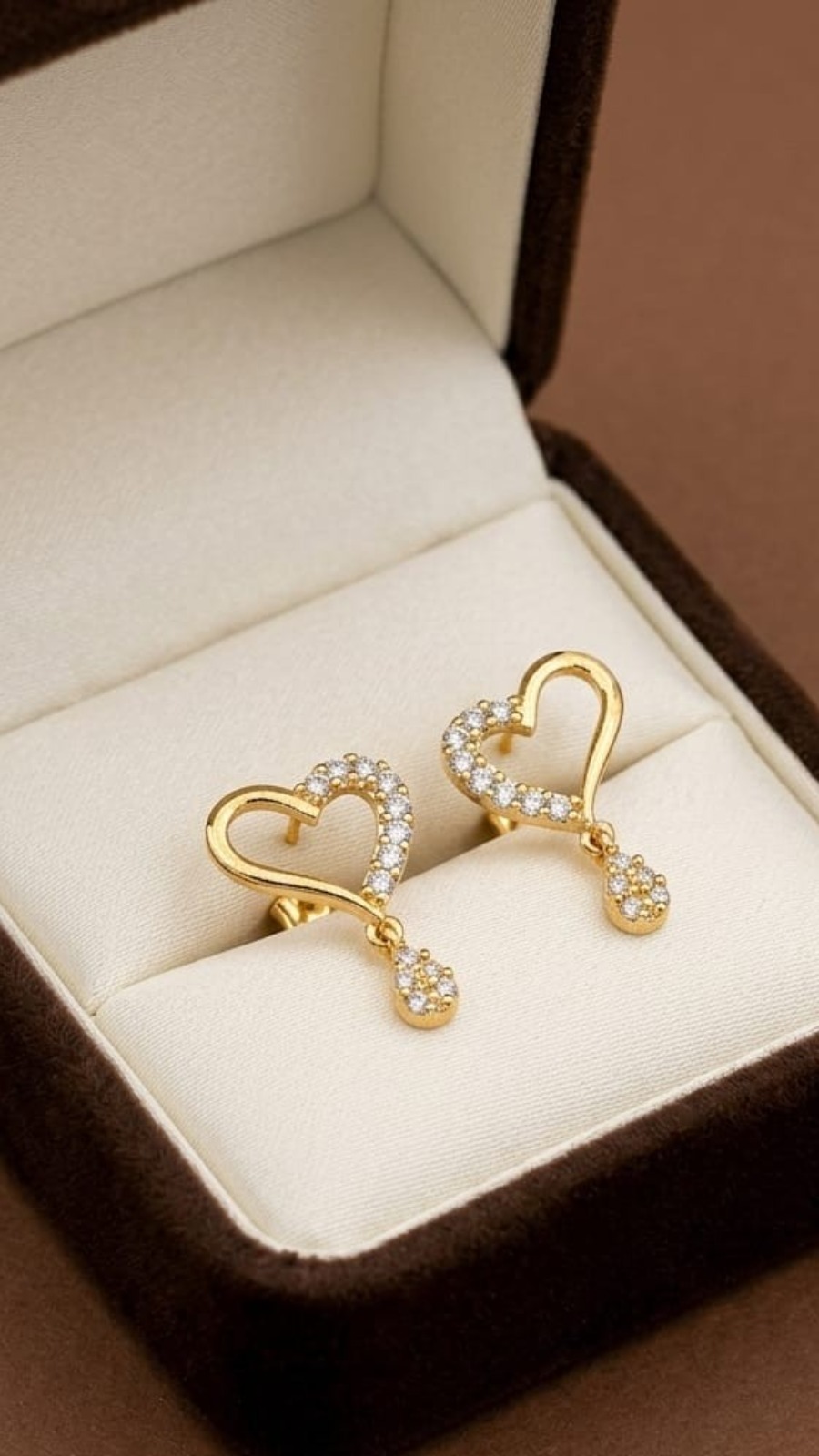 Elegant Heart Drop AD Earrings