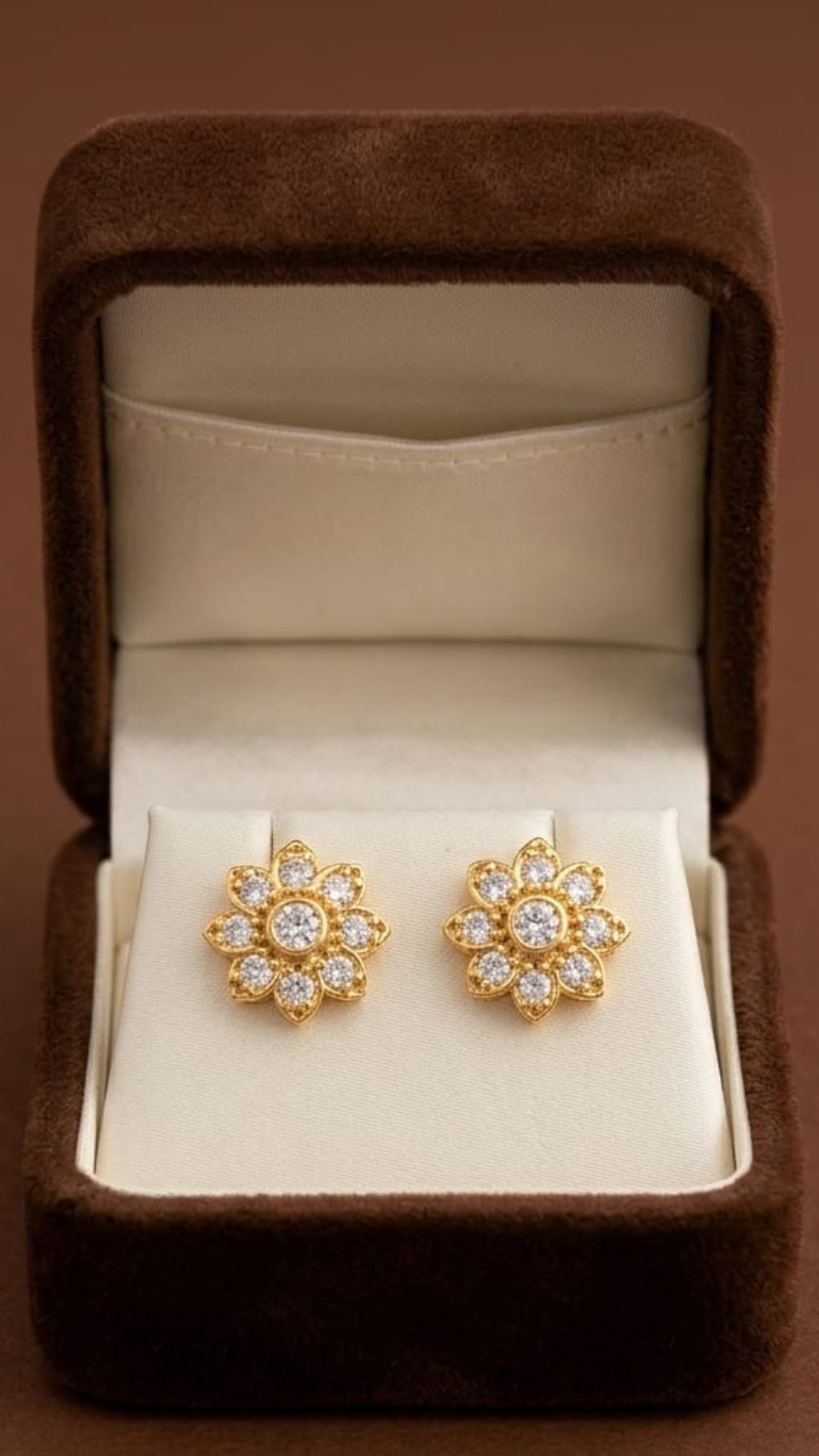 Classic Floral Round AD Stud Earrings