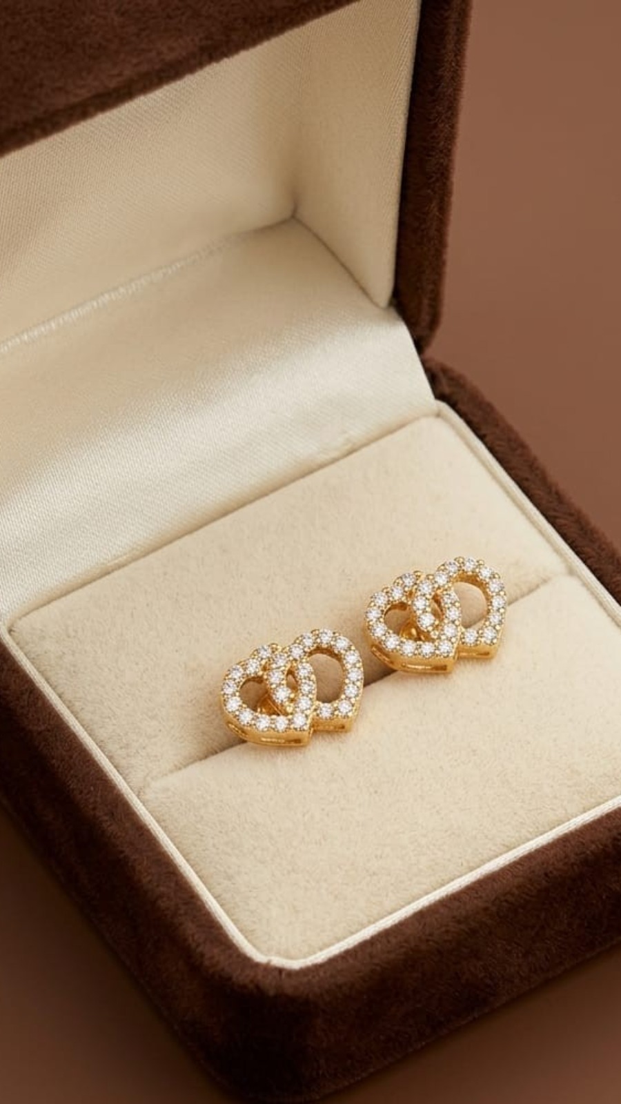 Double Heart Sparkle Stud Earrings