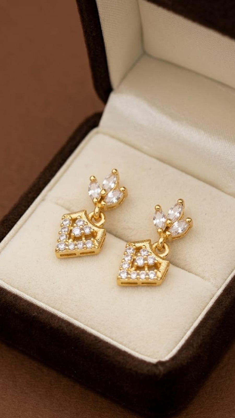 Floral Crown Geometric Drop Earrings