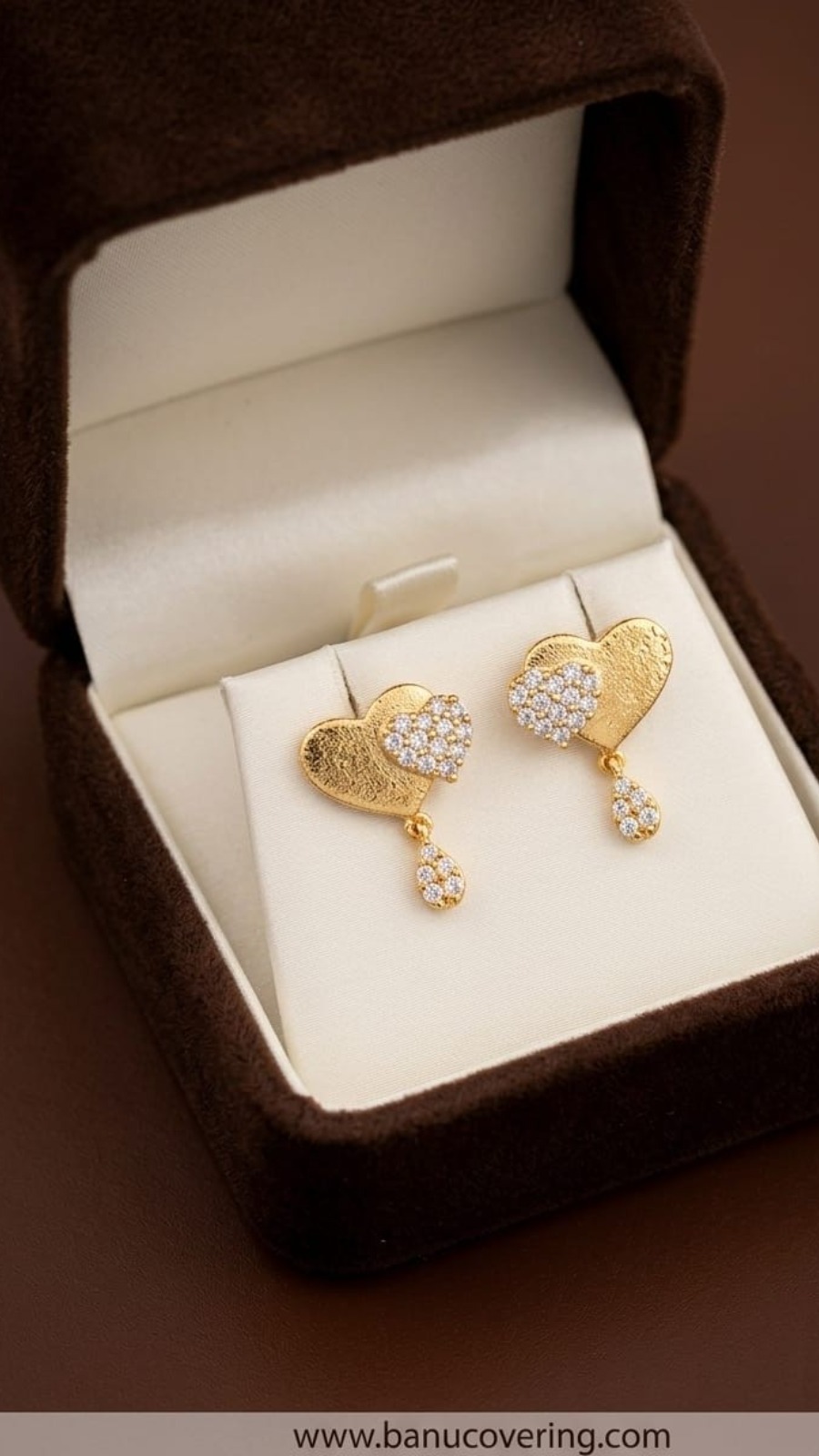 Double Heart Pearl Drop Earrings
