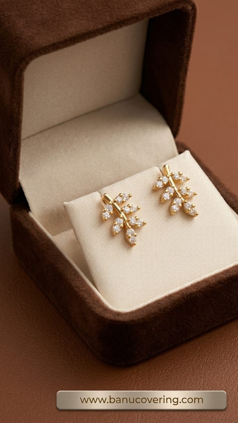 Vine Leaf Crystal Stud Earrings