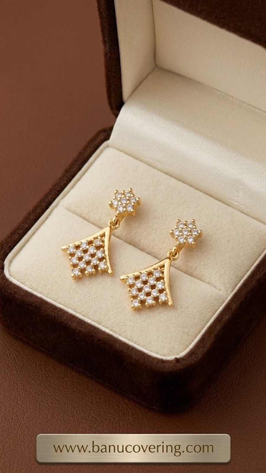 Diamond Grid Floral Earrings
