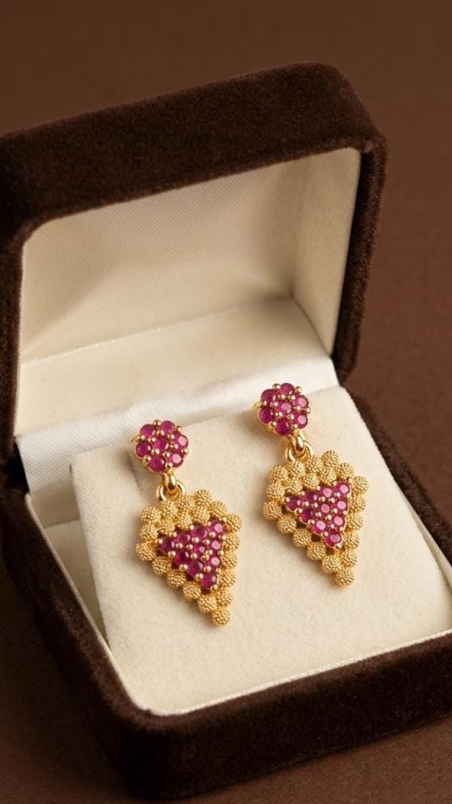 Pink Floral Triangle Drop Earrings