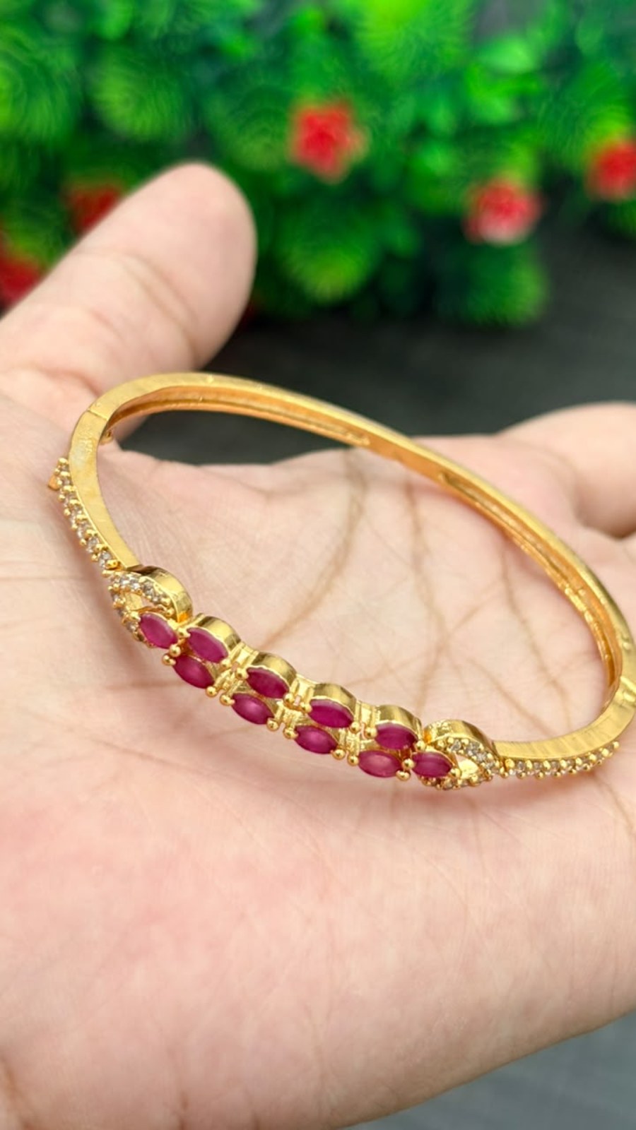 Oval Pink Stone Double-Row bracelet 2