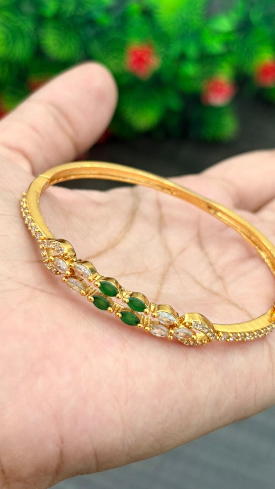 Oval Green Stone Double-Row bracelet 2