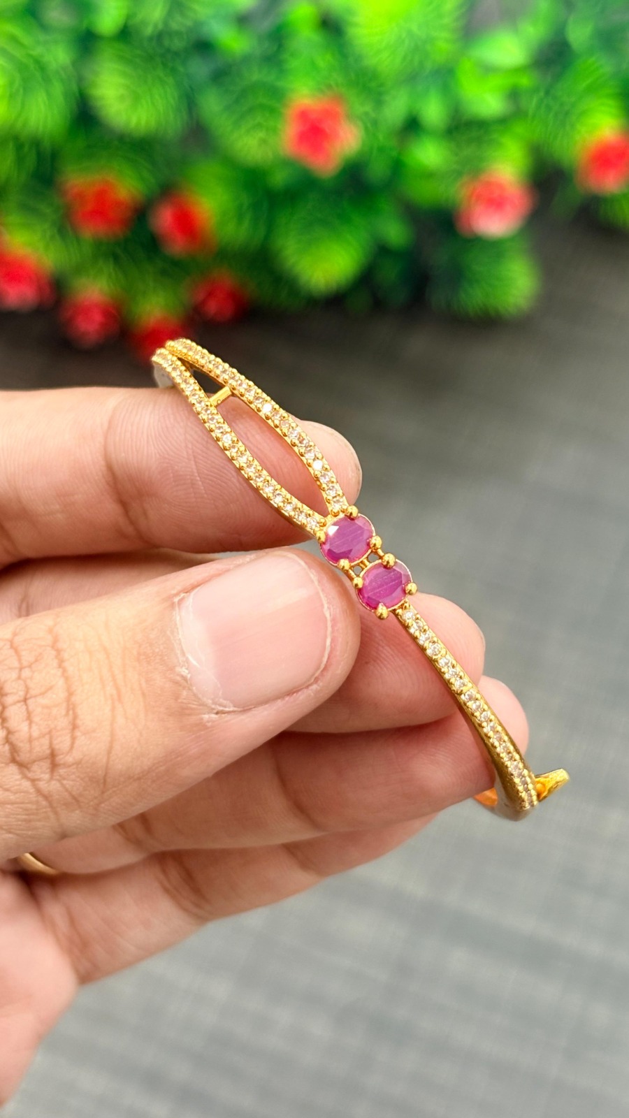 Pink Double Oval Crystal Bracelet 1