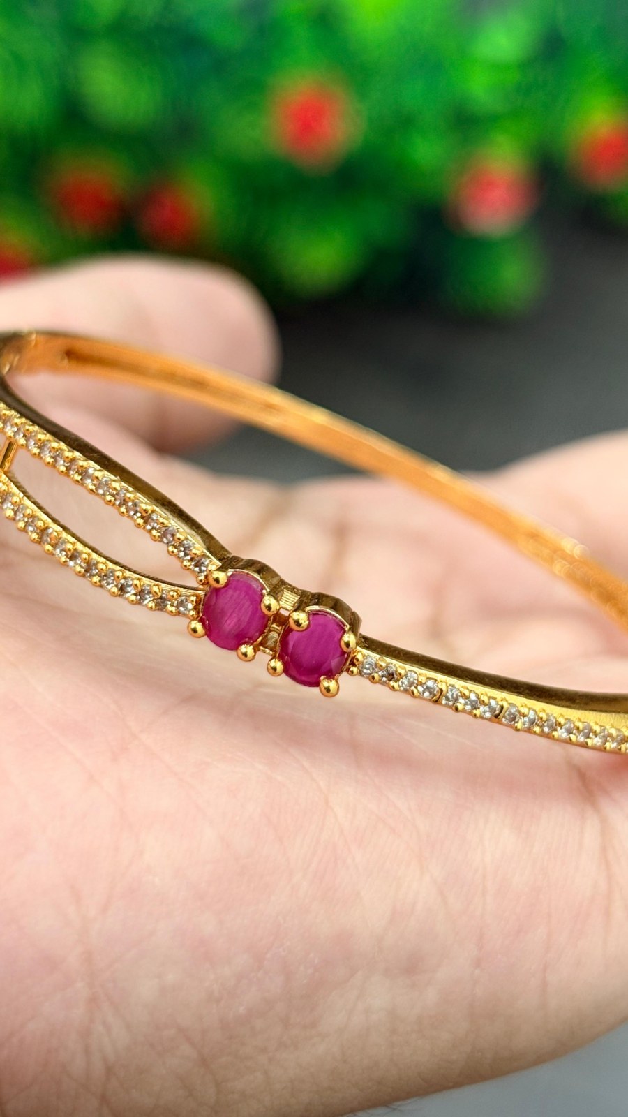 Pink Double Oval Crystal Bracelet 2