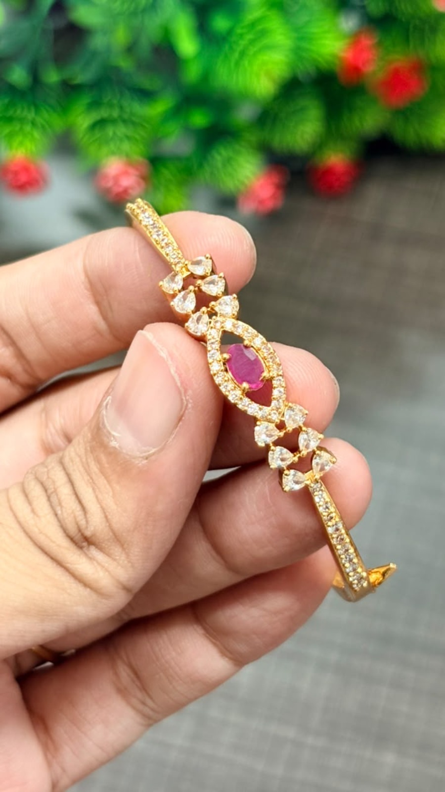 Pink Oval Crystal Bracelet 1