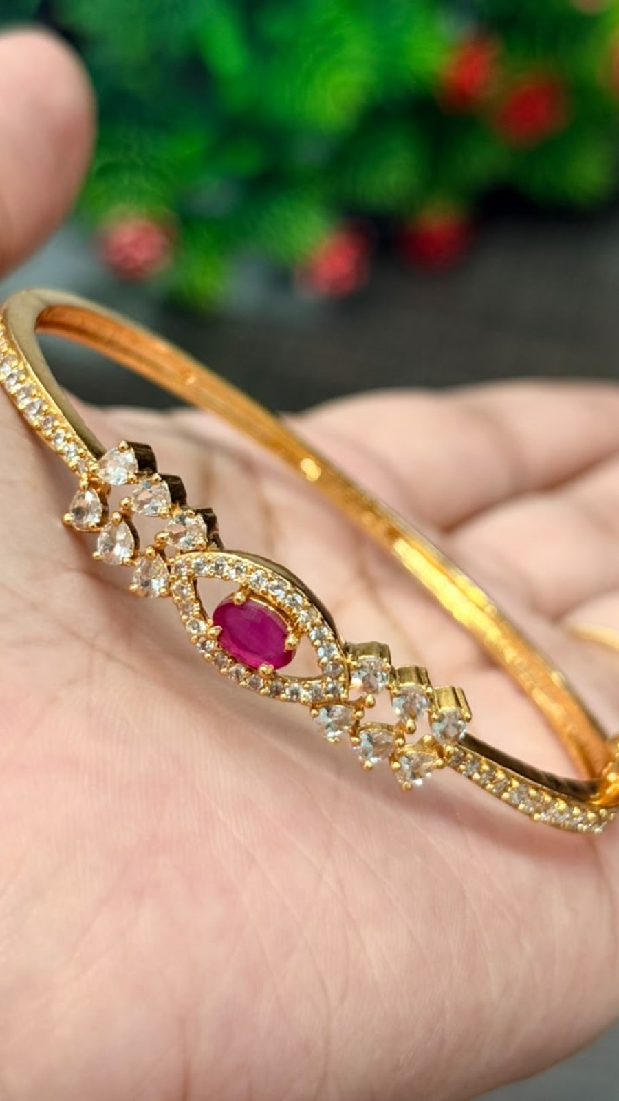 Pink Oval Crystal Bracelet 2