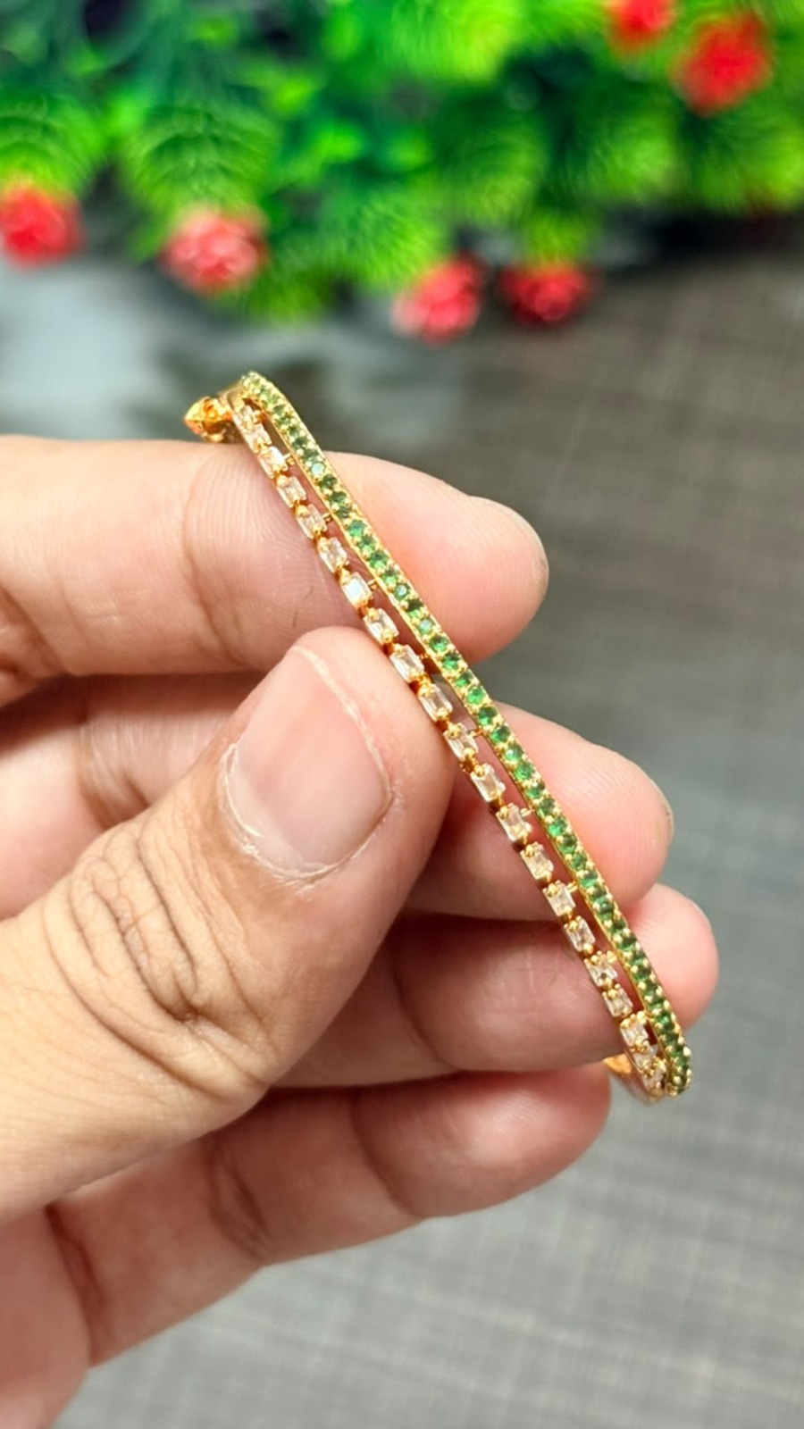 Doubleline Green Crystal  Bracelet