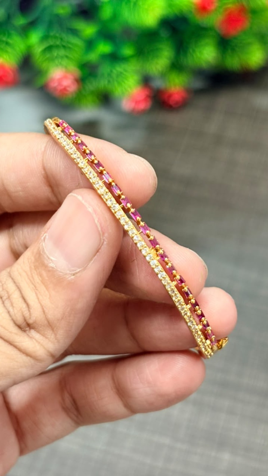 Doubleline Pink Crystal  Bracelet