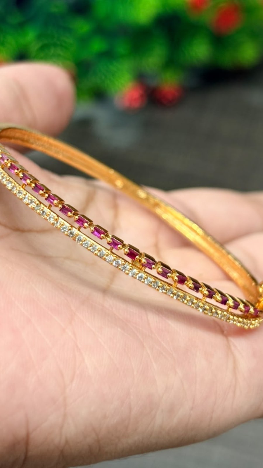 Doubleline Pink Crystal  Bracelet 2