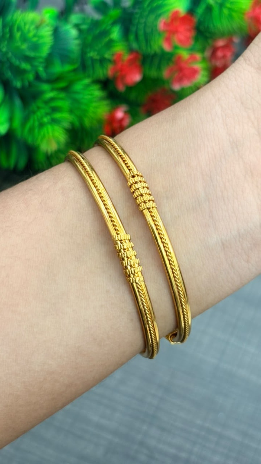 Gold-Tone Textured Bangle