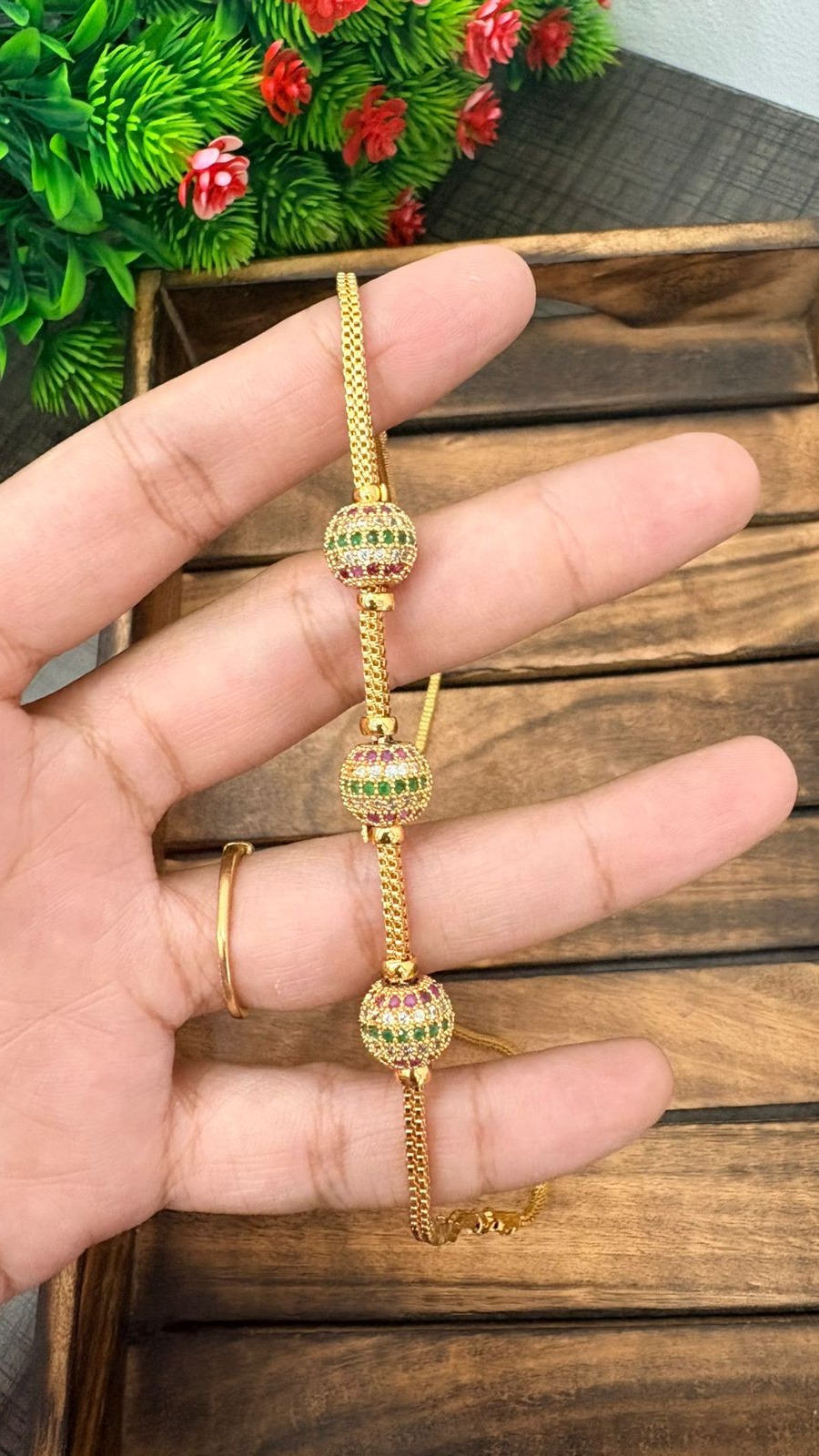 MUHAPPU CHAIN-MULTI COLOR STONE (24 INCH) 1