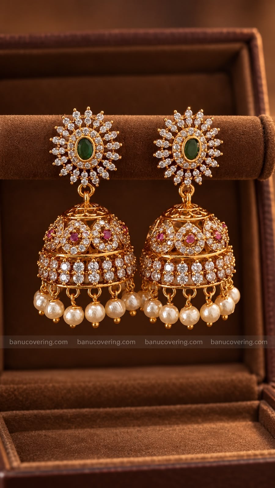 Floral Emerald Jhumkas