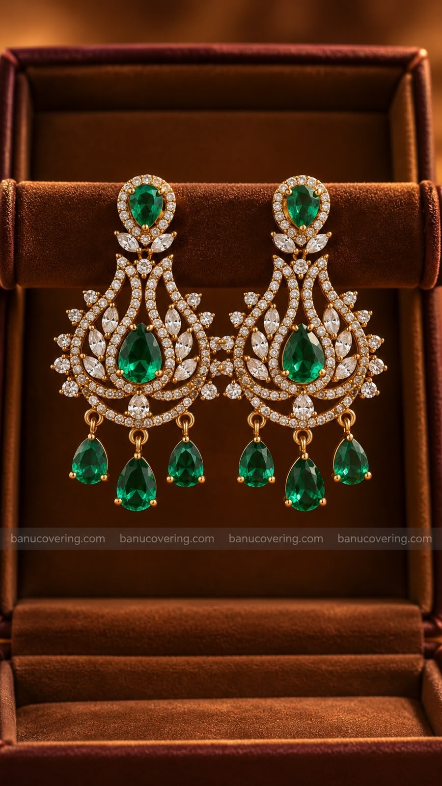 Green Royal Floral Earrings