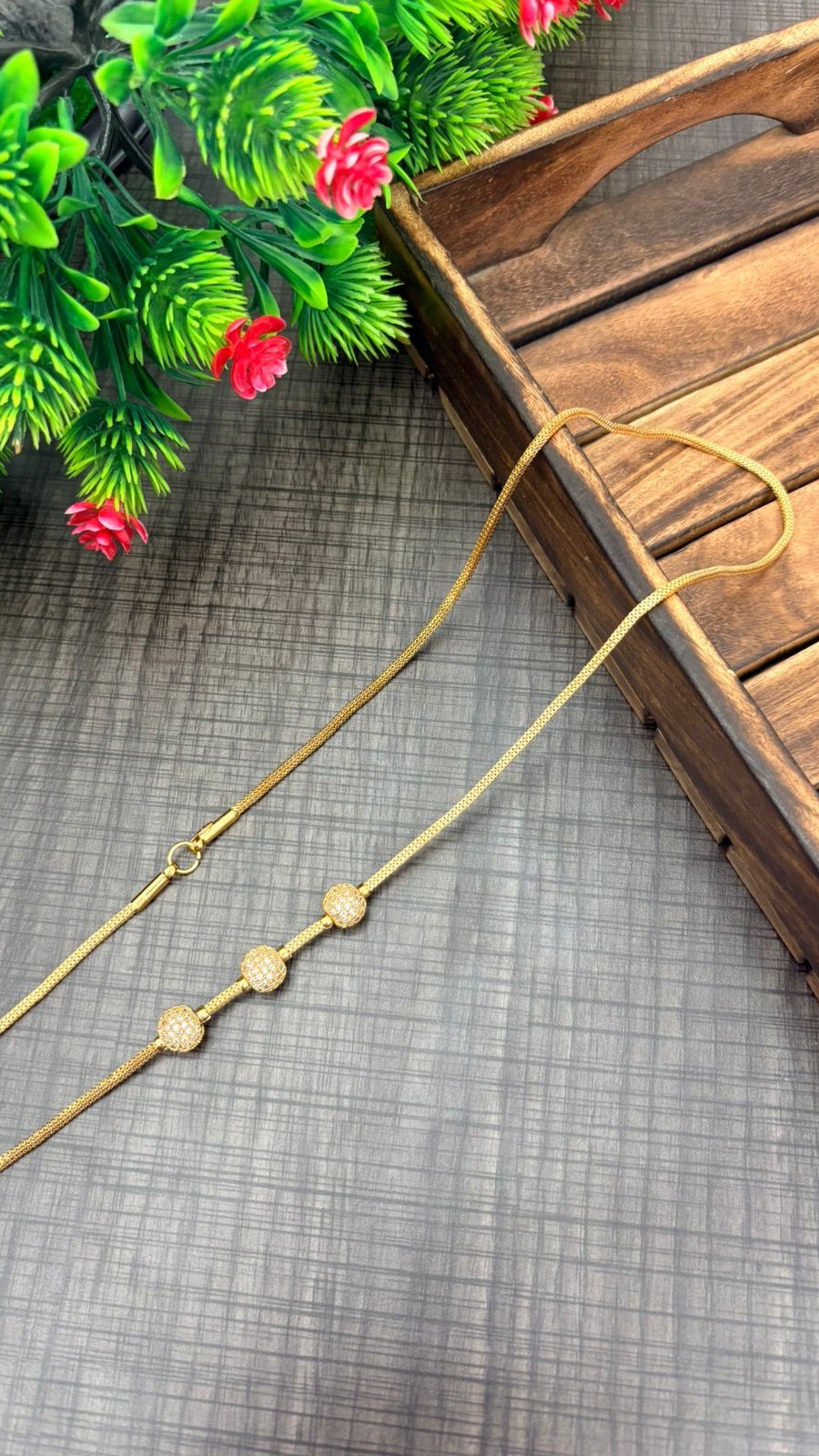 MUHAPPU CHAIN- WHITE STONE (24 INCH) 2