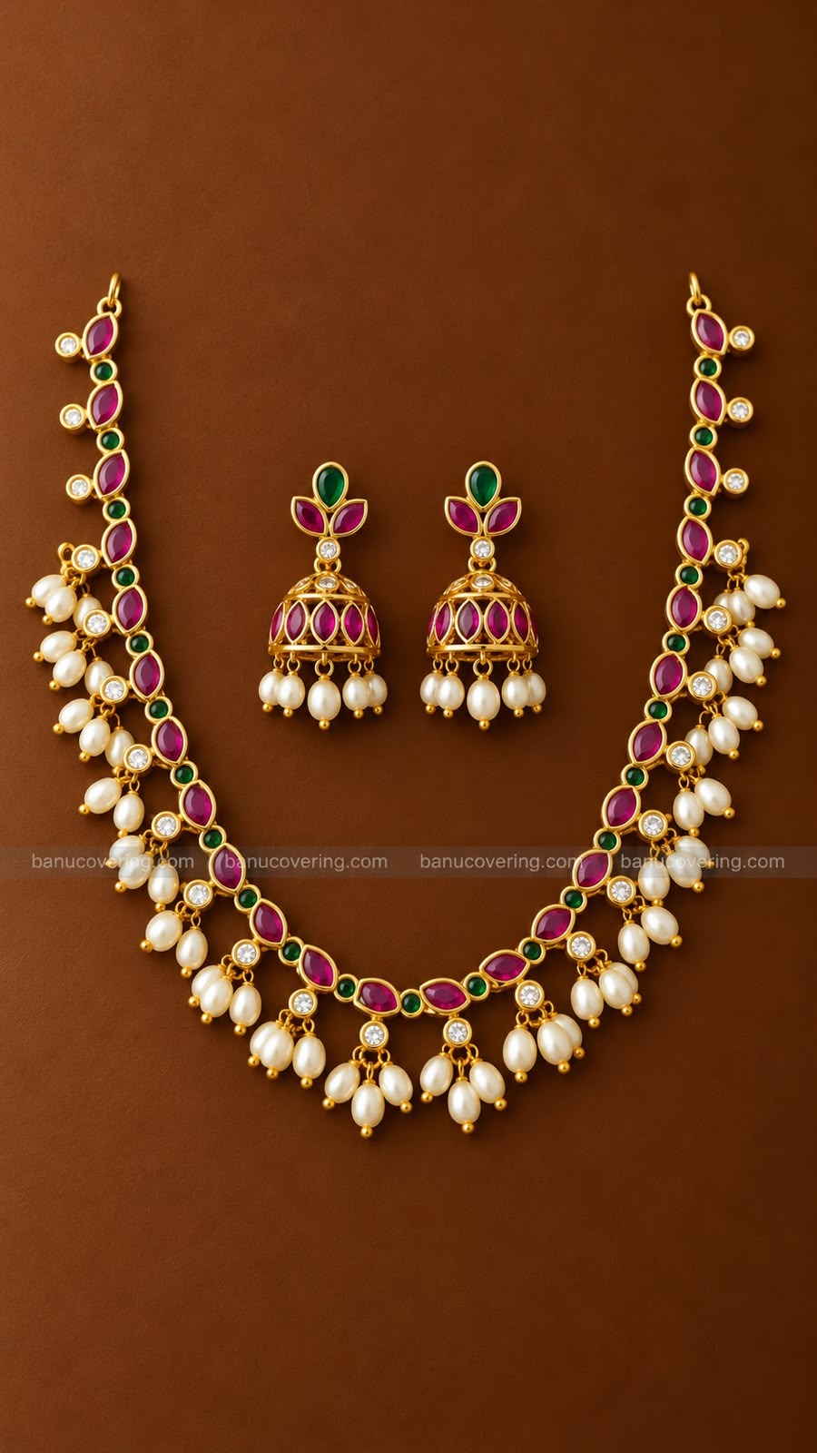 Ruby & Pearl Drop Necklace 1