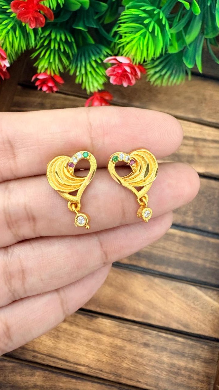 Stud-pink&Green stone-OG-34 1