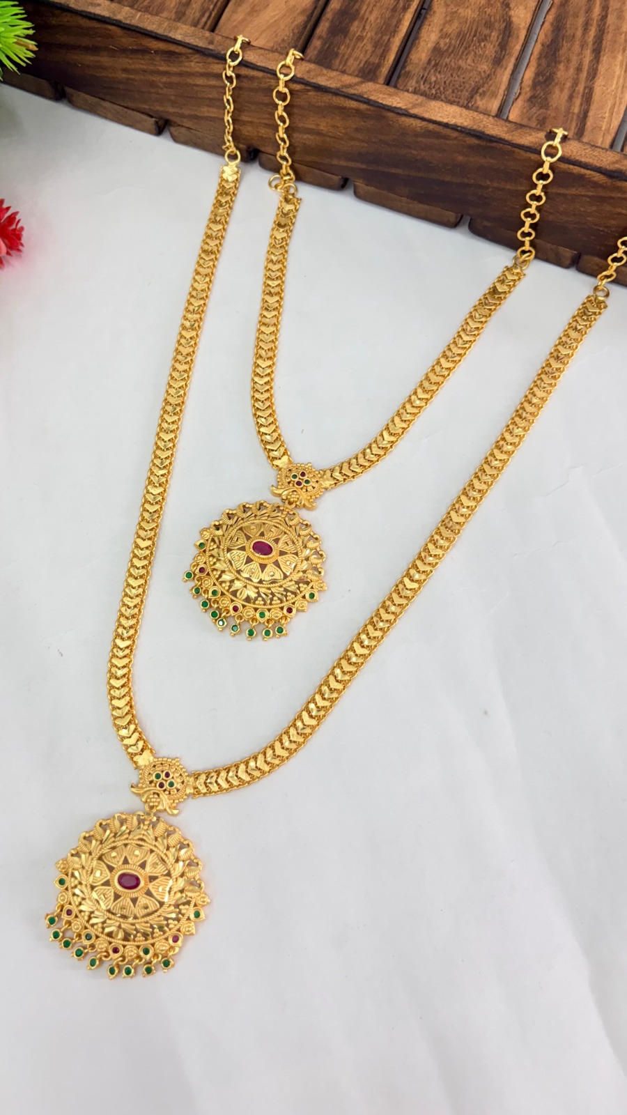 Ruby Emerald Heritage Necklace Set