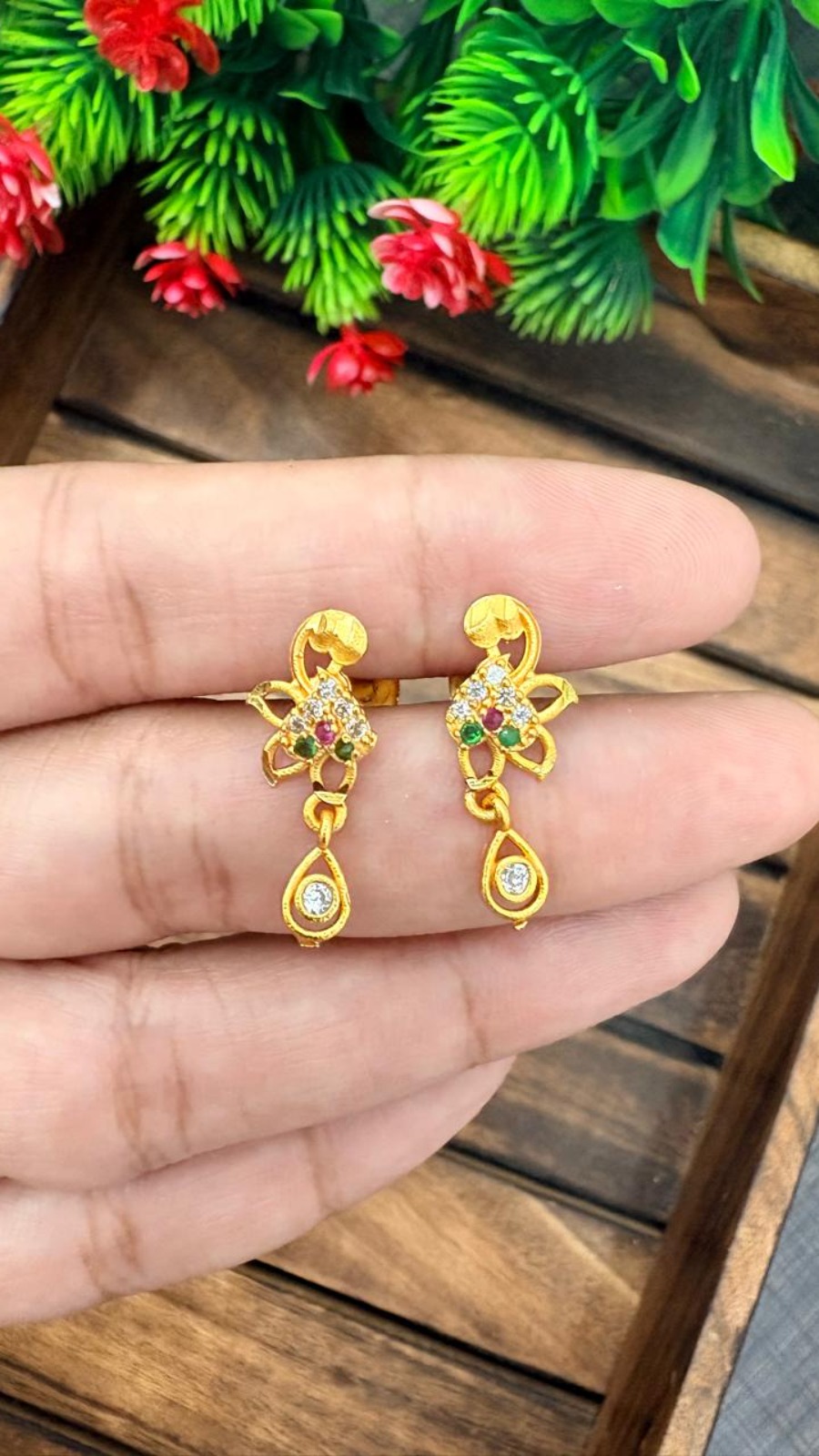 Stud Green&Pink Stone-Og-46 1