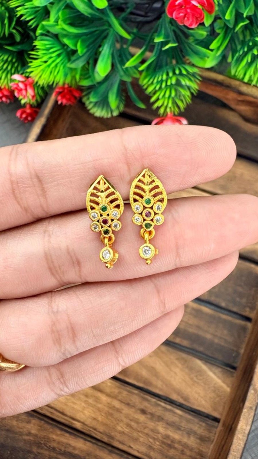 Stud-Green&Pink Stone-OG-72 1