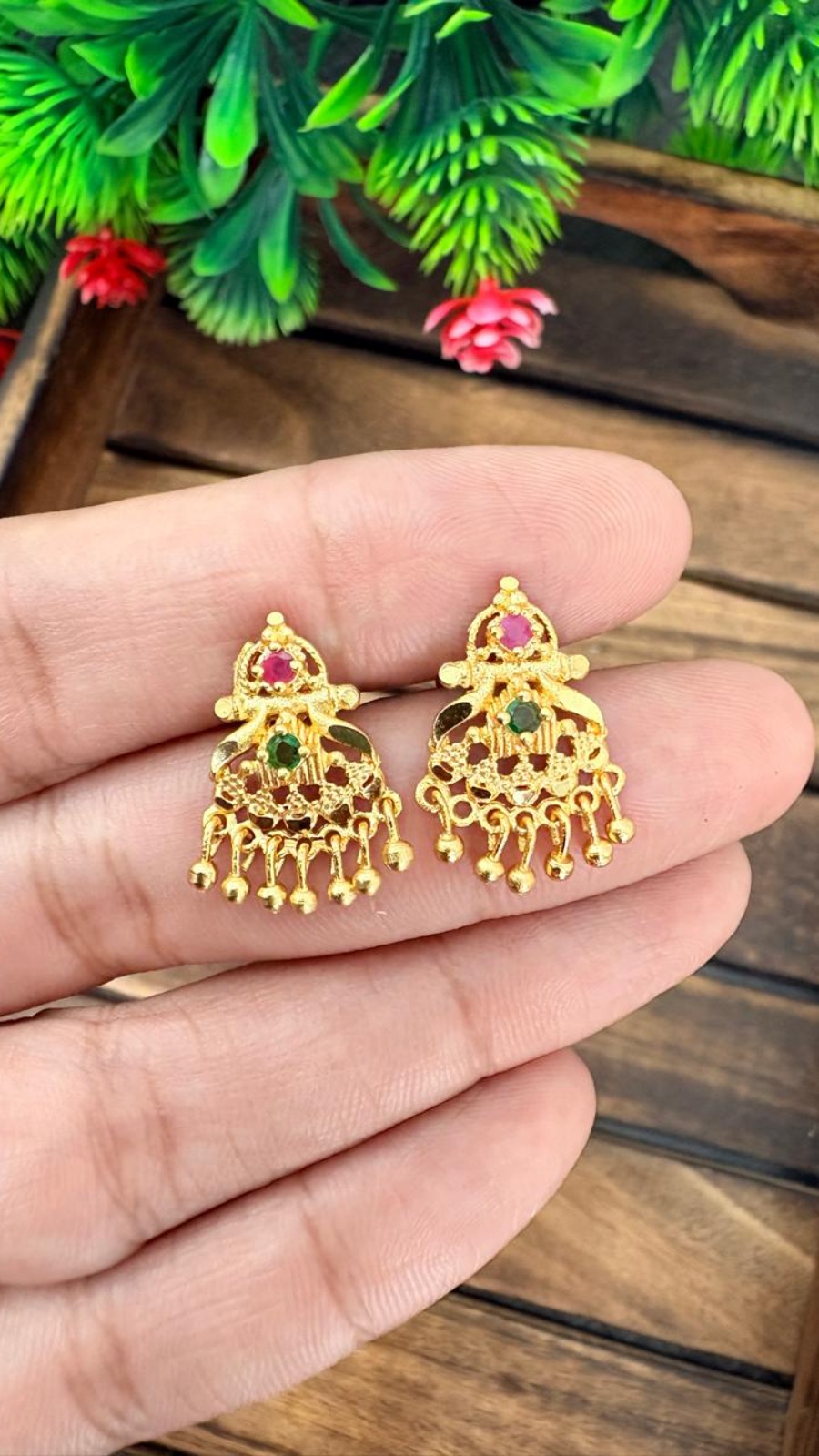 Stud-pink&Green Stone-OG-92 1
