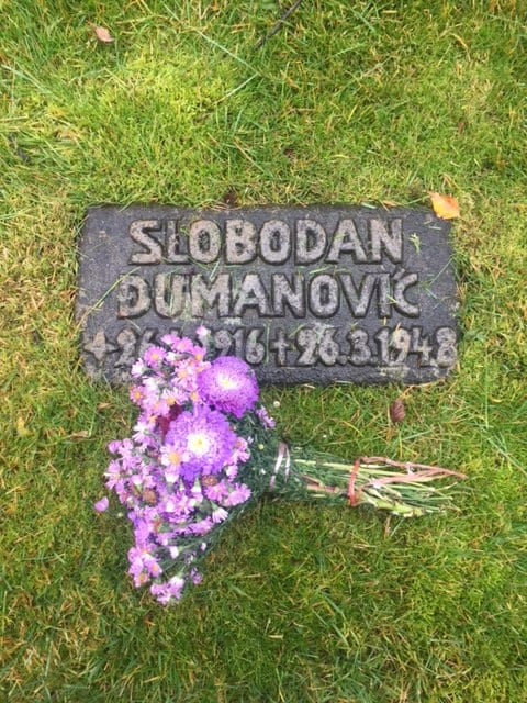 The gravestone of Slobodan Dumanović (26 April 1916 – 26 March 1948), number 15 among the 105 graves of Yugoslav officers at the Eversburg cemetery in Osnabrück