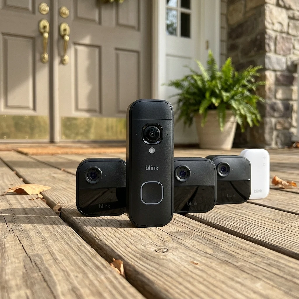 Blink Outdoor 4 + Battery Doorbell 2K+ (3 cameras + 1 doorbell)