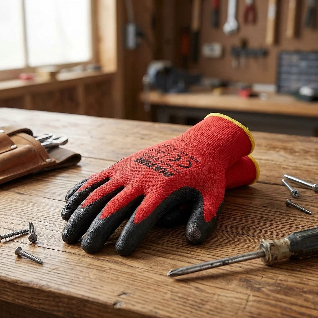 Guantes de Trabajo PU Rojos (12 pares) - Talla L