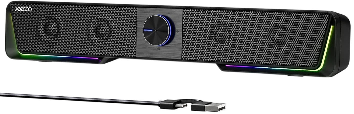 Barra de Sonido para PC Jeecoo A40 con Bluetooth y Luz LED