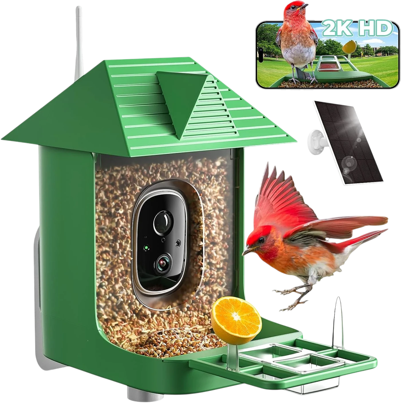 Comedero Inteligente para Pájaros con Cámara 2K y Panel Solar