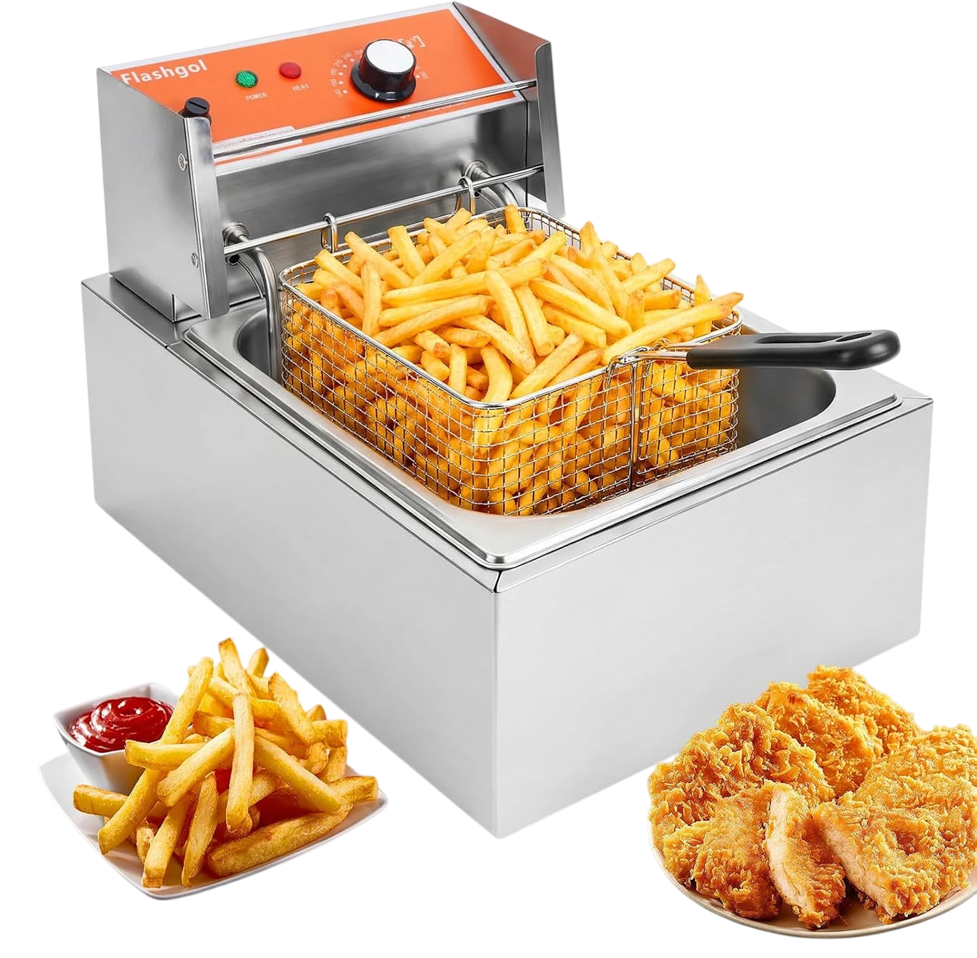 Freidora Eléctrica Doble de Acero Inoxidable 12.6Qt