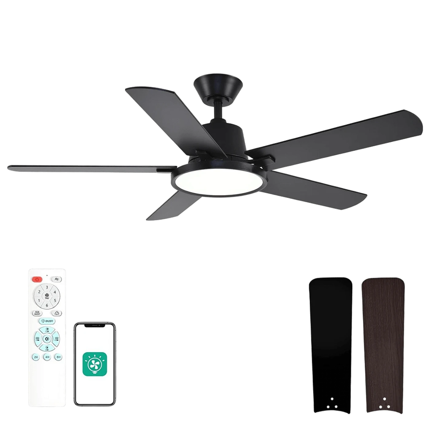 Ventilador de Techo Orison 52" con Luz RGB y Control Inteligente