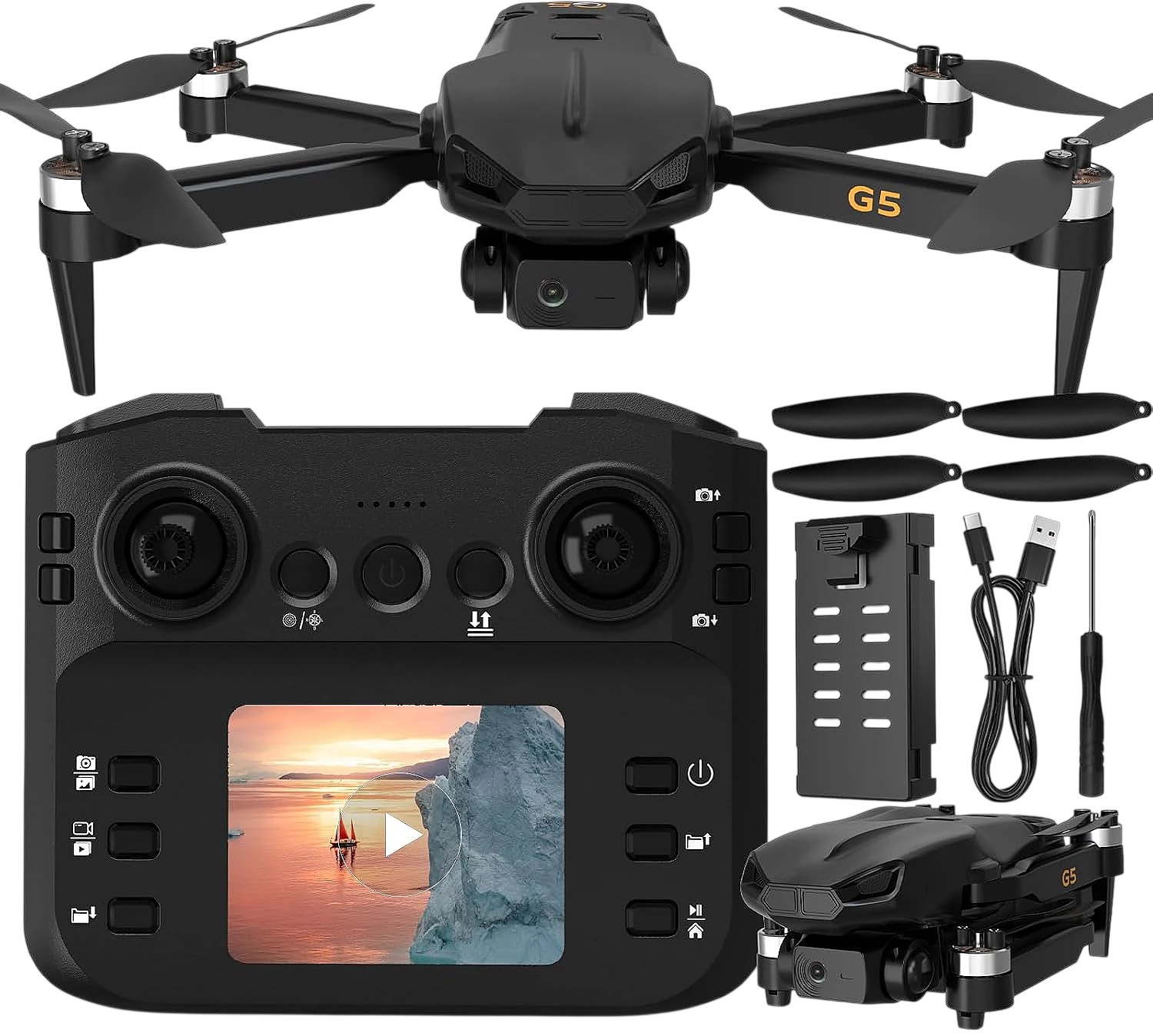 Drone plegable con cámara HD 1080p y pantalla de 2,8 pulgadas