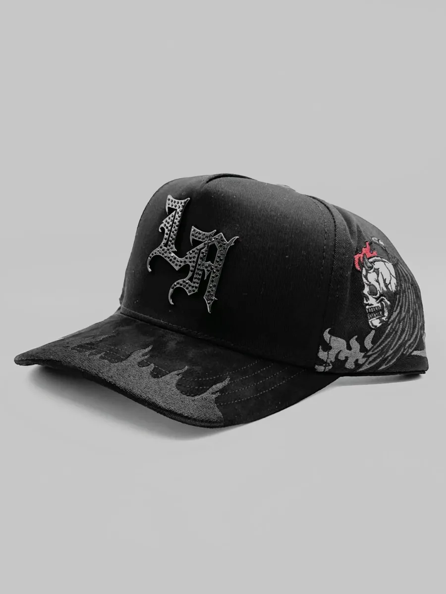 Gorra LA gris con llamas