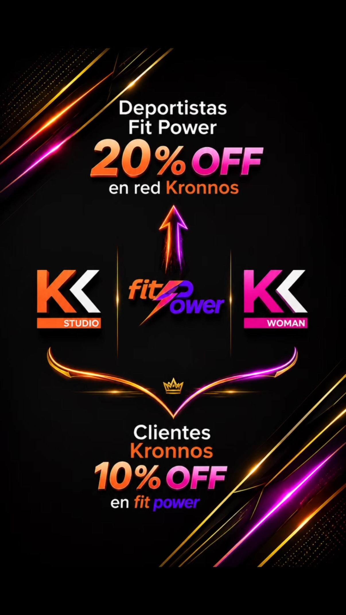 ⚡️La alianza que estabas esperando llegó ⚡

Los clientes de Kronnos Studio y Kronnos Woman tienen un 20% OFF en productos Fit Power 💪✨

Y si eres parte de la familia Fit Power, disfruta un 10% OFF en Kronnos Studio y Kronnos Woman 🏋️‍♀️🔥

Porque los grandes resultados se construyen con disciplina, energía y el equipo correcto 🚀

📲 Activa tu beneficio hoy
Pregunta en recepción y aprovecha esta alianza exclusiva 💥

#KronnosStudio #KronnosWoman #FitPower #descuento #promo en Kronnos Studio Limache, Limache