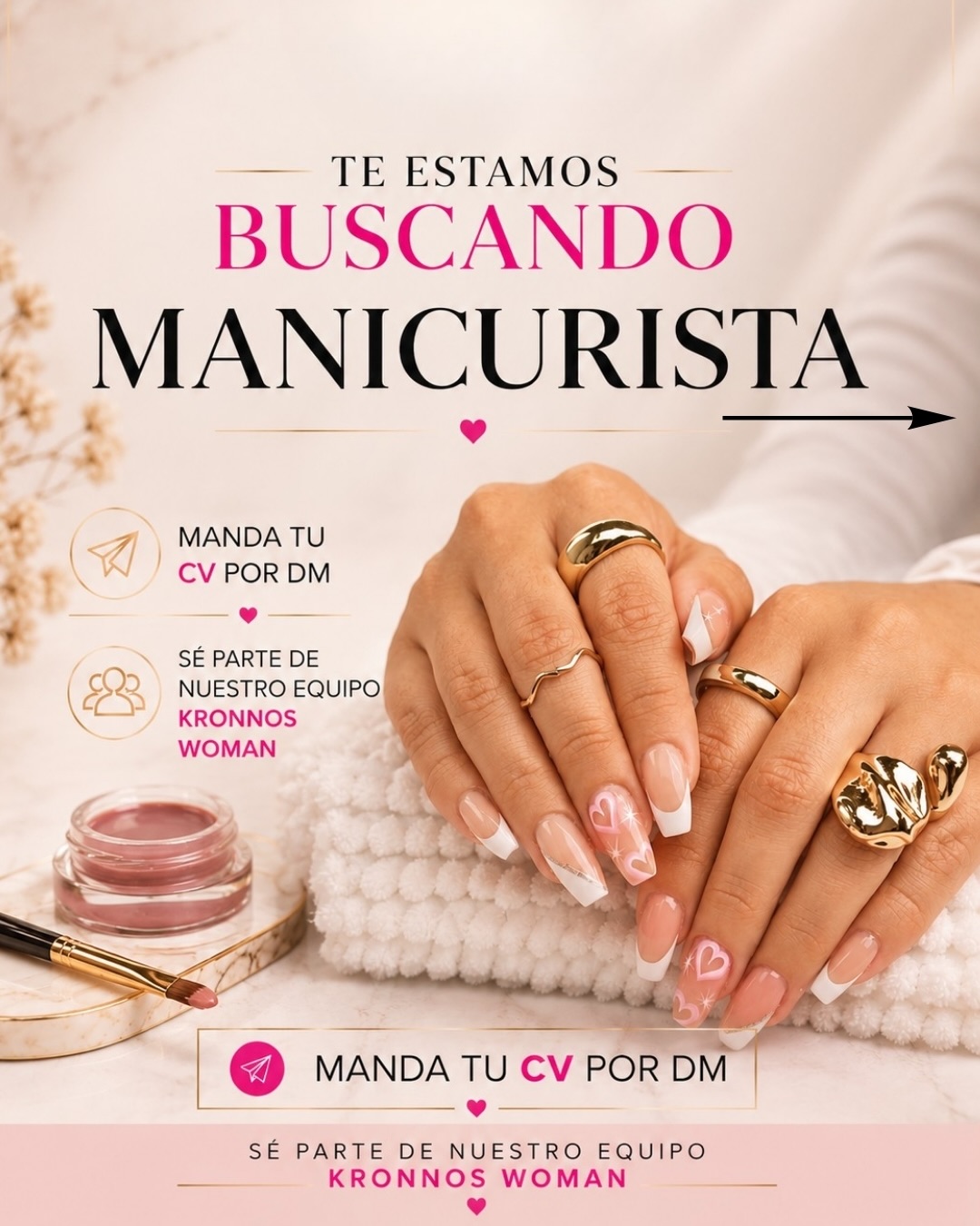 ✨ ¡Estamos buscando Manicurista! ✨

En Kronnos Woman Limache estamos buscando una manicurista responsable, creativa y con ganas de crecer junto a nuestro equipo 💅

💬 Para más informaciones, mándanos un mensaje privado.

¡Sé parte de Kronnos Woman! 💖

#kronnoswoman #manicurista #limache #limacheviejo #oportunidadlaboral en Kronnos Woman, Limache