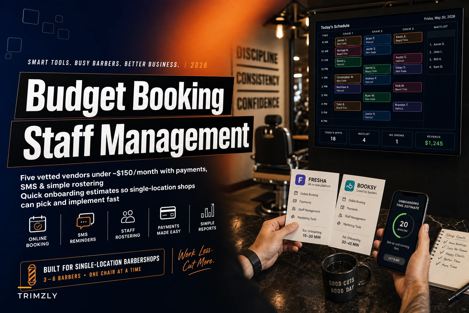 5 budget-friendly booking & staff-management tools for a single-location barbershop (3–6 barbers)