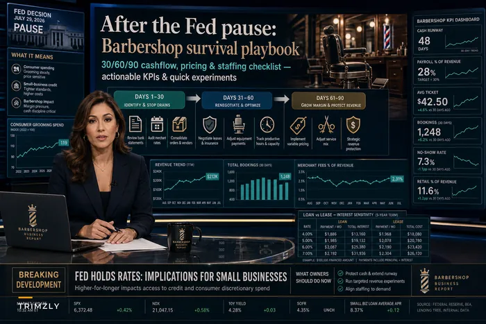 After the Fed pause (July 2026): Practical cashflow, pricing, and staffing moves for single‑location barbershops