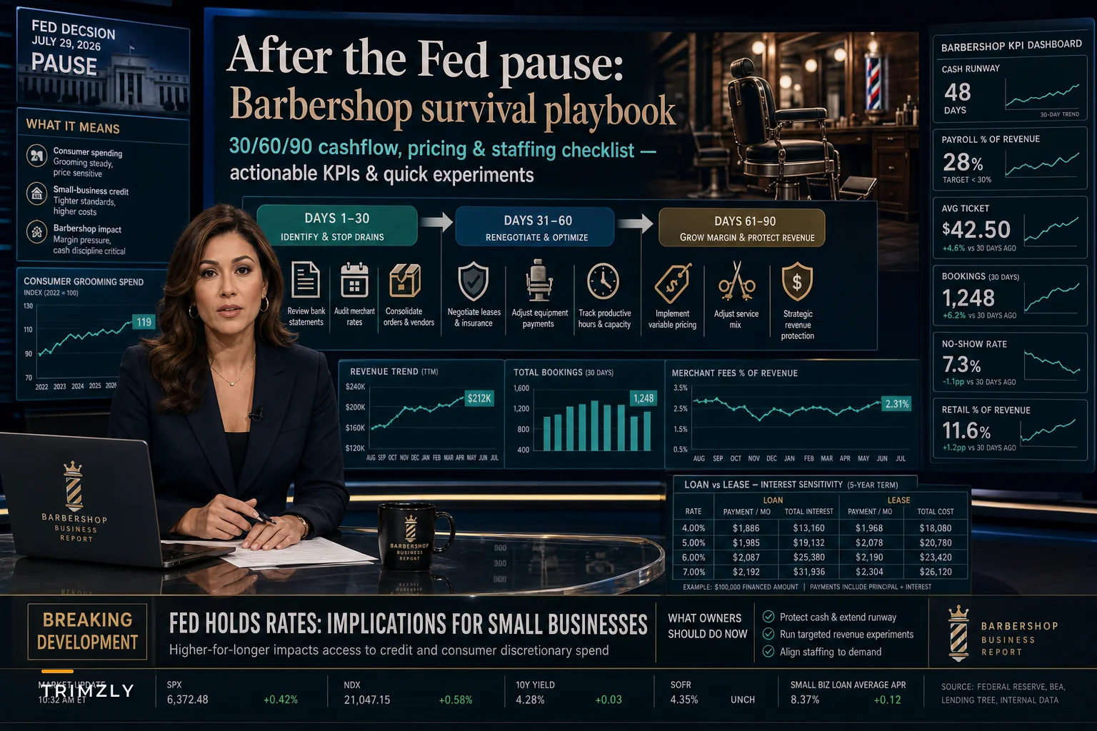 After the Fed pause (July 2026): Practical cashflow, pricing, and staffing moves for single‑location barbershops