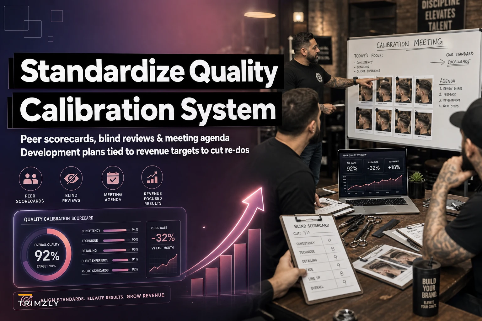 Barber mentoring and calibration system to standardize quality