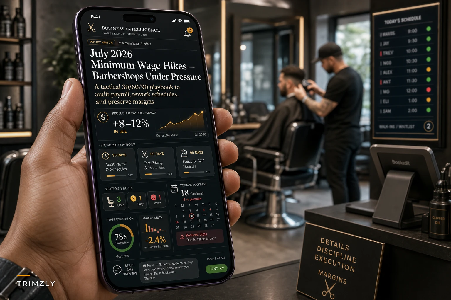 Facing July's Minimum Wage Hikes: A Practical 30/60/90 Playbook for Barbershop Staffing, Pricing, and SOPs