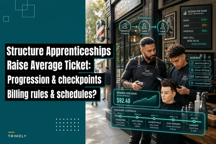 Structure apprenticeships that raise average ticket: progression, checkpoints and billing rules